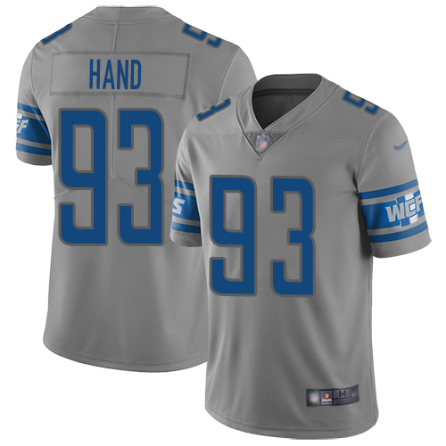 Detroit Lions Limited Gray Men Dahawn Hand Jersey NFL Football #93 Inverted Legend->youth nfl jersey->Youth Jersey